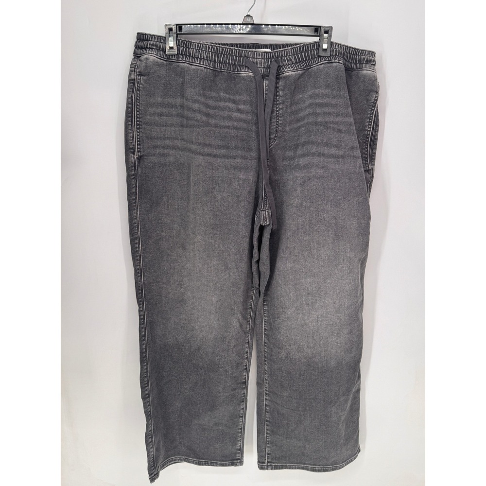 Lane Bryant Jeans Women 20 Gray NWT Cloud Knit Denim Wide Leg Drawstring Elastic